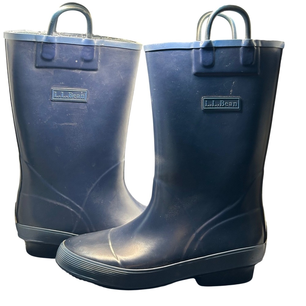 L.L.Bean Kids Navy‎ Blue Rain Boots with Handles Size 3 Childrens